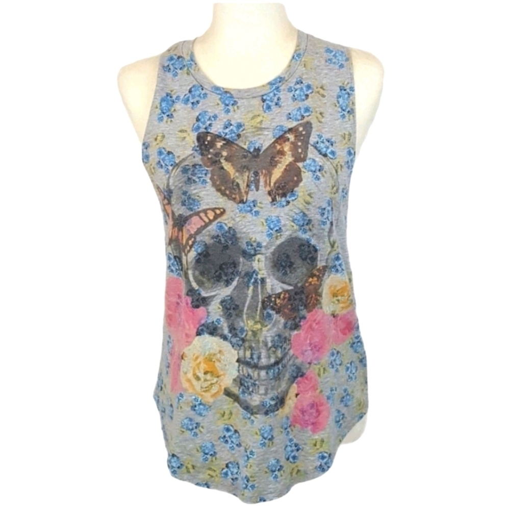 DOE - Skull Butterfly and Floral Tank Top‎